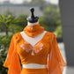 Handpainted Georgette Fishcut Lehenga Set with Ruffle Sleeve Blouse