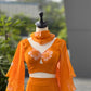 Handpainted Georgette Fishcut Lehenga Set with Ruffle Sleeve Blouse