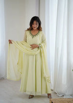 Handwork Embroidered Georgette Gown Set with Dupatta and Pant for family functions