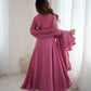 Handwork Embroidered Georgette Gown Set with Dupatta and Pant