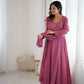 Handwork Embroidered Georgette Gown Set with Dupatta and Pant