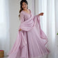Handwork Embroidered Georgette Gown Set with Dupatta and Pant