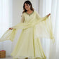 Handwork Embroidered Georgette Gown Set with Dupatta and Pant