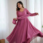Handwork Embroidered Georgette Gown Set with Dupatta and Pant