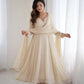 Handwork Embroidered Georgette Gown Set with Dupatta and Pant
