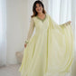 Handwork Embroidered Georgette Gown Set with Dupatta and Pant