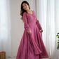 Handwork Embroidered Georgette Gown Set with Dupatta and Pant