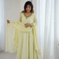 Handwork Embroidered Georgette Gown Set with Dupatta and Pant