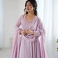 Handwork Embroidered Georgette Gown Set with Dupatta and Pant for family functions