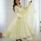 Handwork Embroidered Georgette Gown Set with Dupatta and Pant for family functions