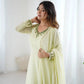Handwork Embroidered Georgette Gown Set with Dupatta and Pant for family functions