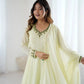 Handwork Embroidered Georgette Gown Set with Dupatta and Pant for family functions