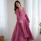 Handwork Embroidered Georgette Gown Set with Dupatta and Pant for family functions
