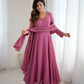 Handwork Embroidered Georgette Gown Set with Dupatta and Pant for family functions