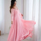 Handwork Embroidered Georgette Gown Set with Dupatta and Pant for family functions
