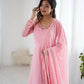 Handwork Embroidered Georgette Gown Set with Dupatta and Pant for family functions