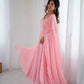 Handwork Embroidered Georgette Gown Set with Dupatta and Pant for family functions