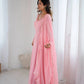 Handwork Embroidered Georgette Gown Set with Dupatta and Pant for family functions
