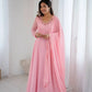 Handwork Embroidered Georgette Gown Set with Dupatta and Pant for family functions