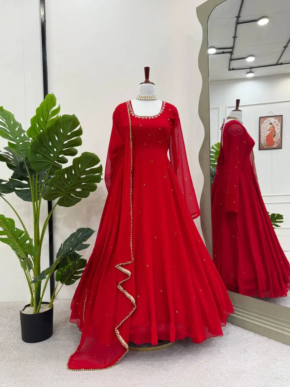 Handworked Georgette Anarkali Set