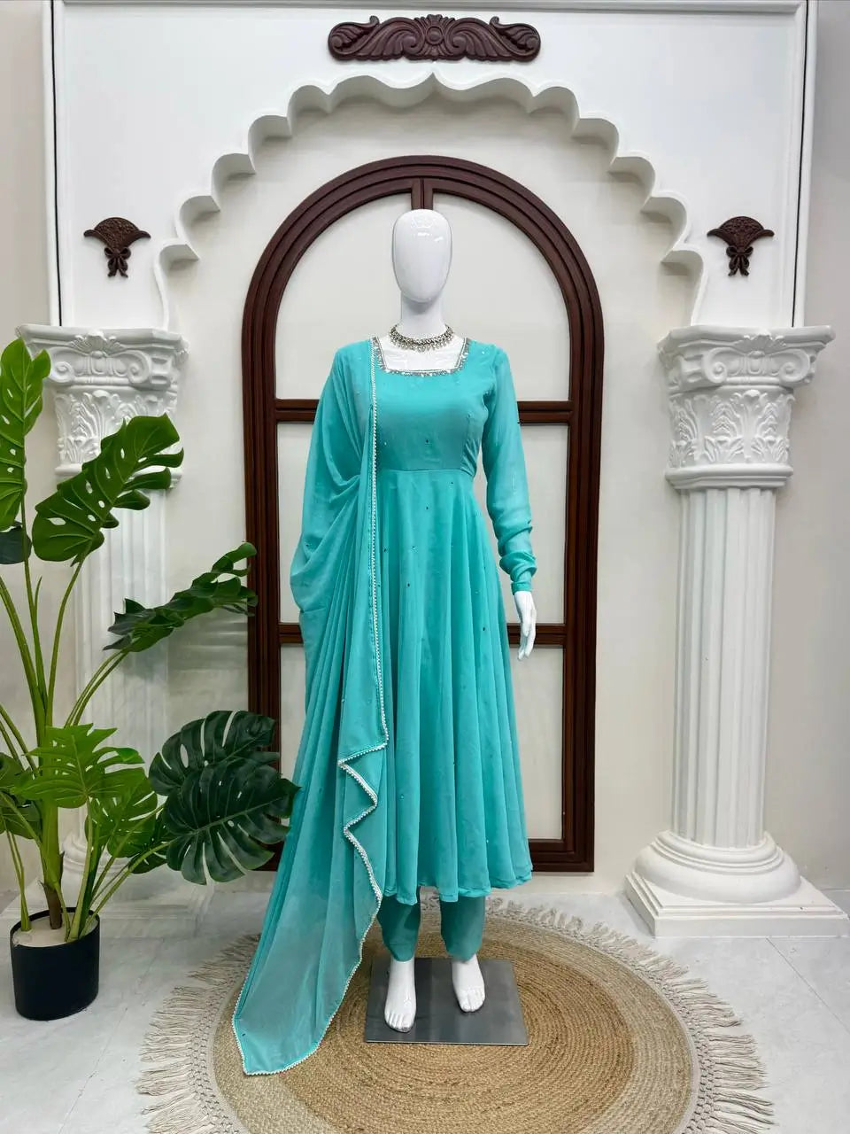 Handworked Georgette Anarkali Set