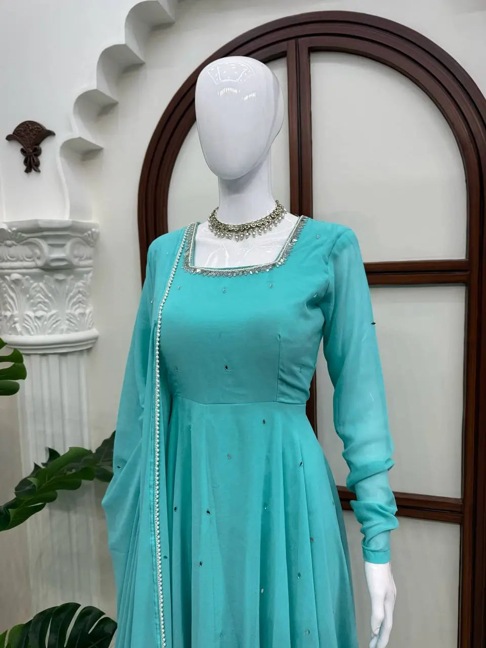Handworked Georgette Anarkali Set