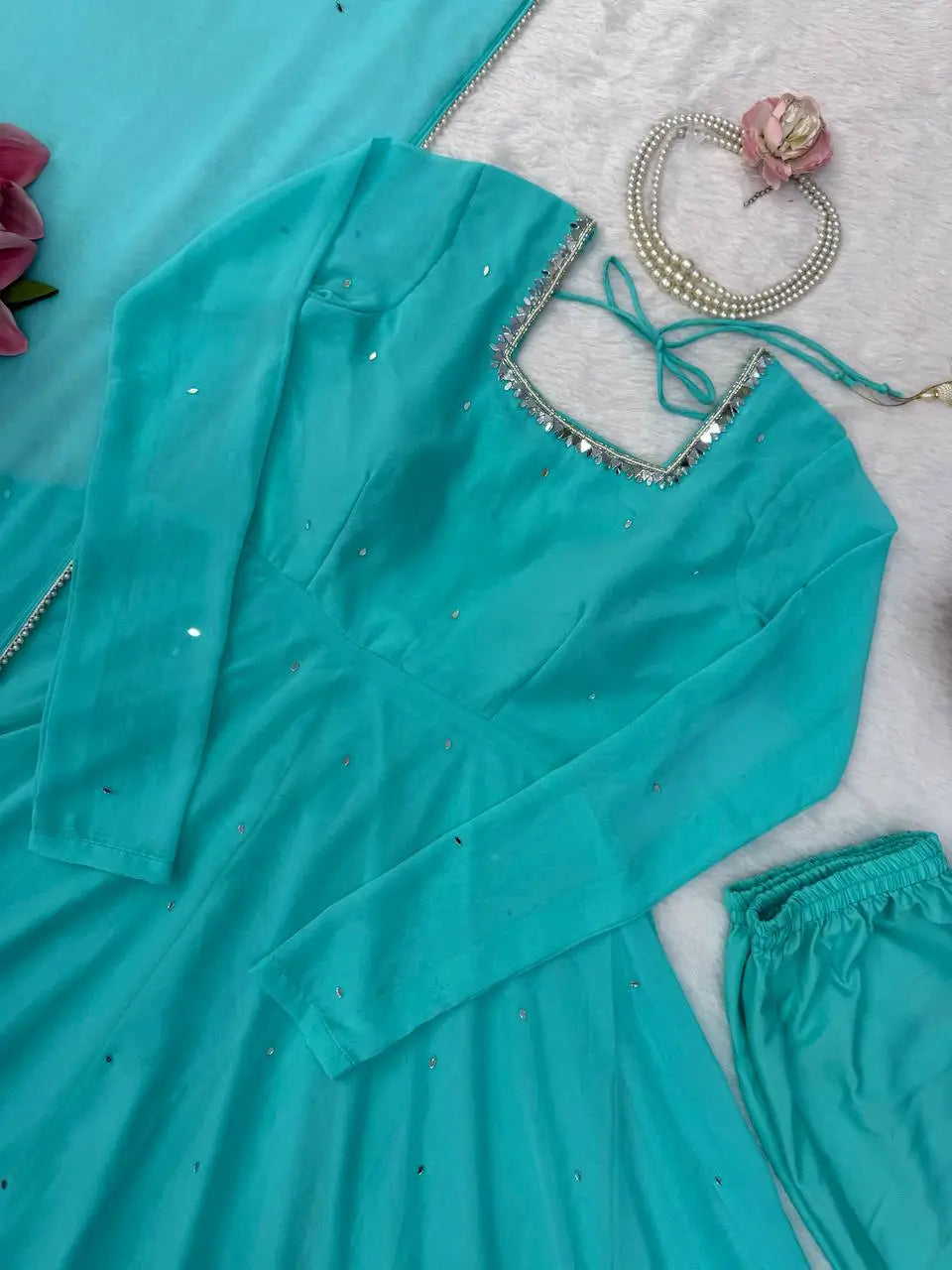 Handworked Georgette Anarkali Set