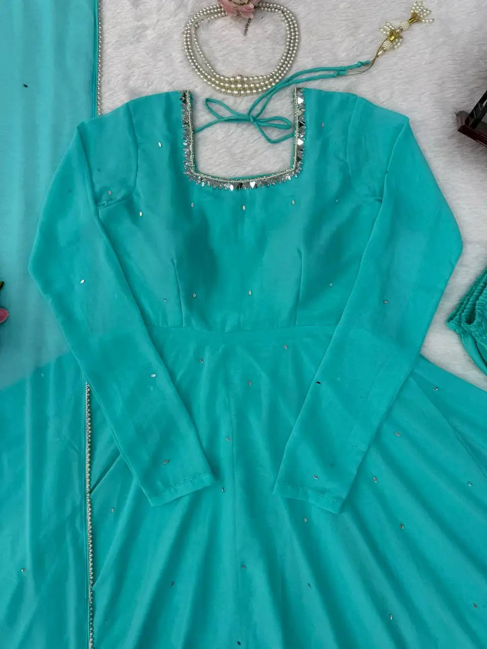 Handworked Georgette Anarkali Set