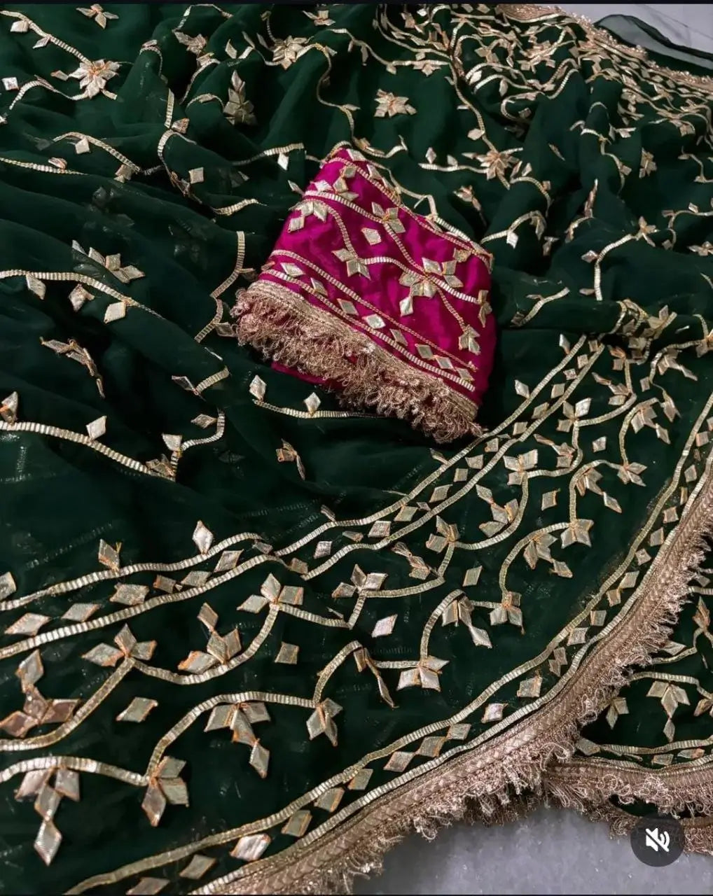 Handworked Gota Patti Georgette Saree with Sequence Lace Border