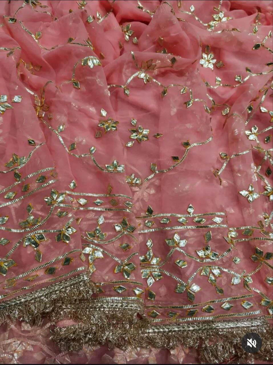 Handworked Gota Patti Georgette Saree with Sequence Lace Border