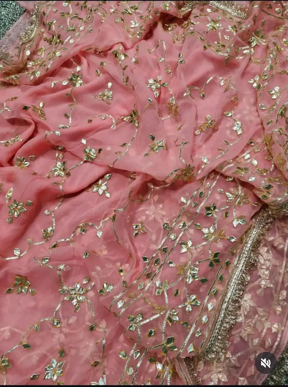 Handworked Gota Patti Georgette Saree with Sequence Lace Border