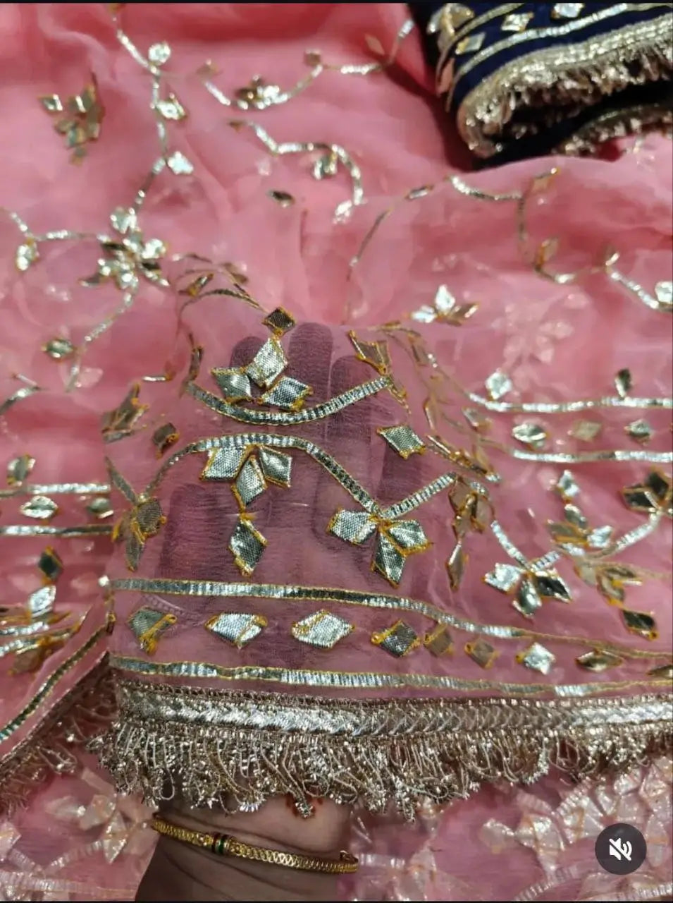 Handworked Gota Patti Georgette Saree with Sequence Lace Border