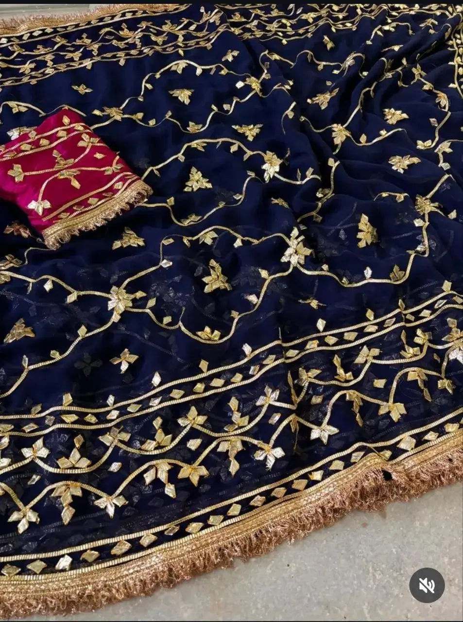 Handworked Gota Patti Georgette Saree with Sequence Lace Border