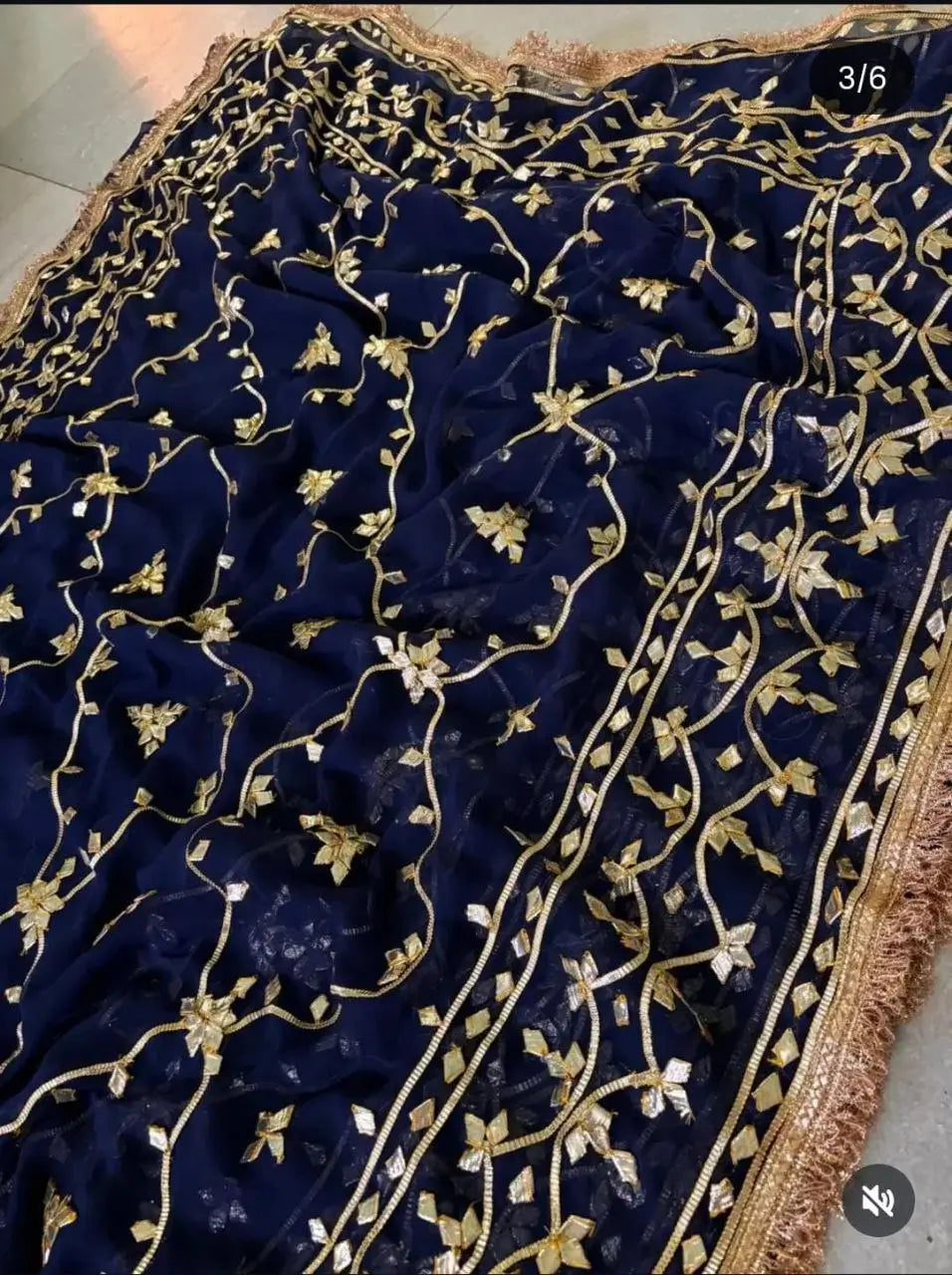 Handworked Gota Patti Georgette Saree with Sequence Lace Border