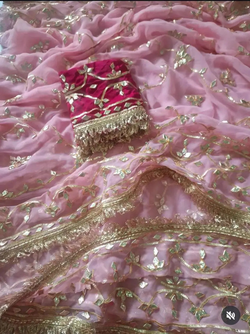 Handworked Gota Patti Georgette Saree with Sequence Lace Border