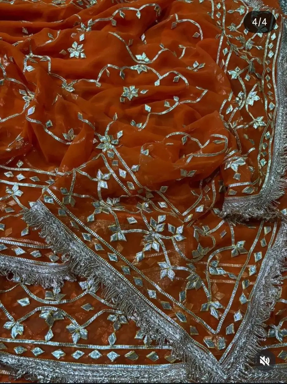 Handworked Gota Patti Georgette Saree with Sequence Lace Border