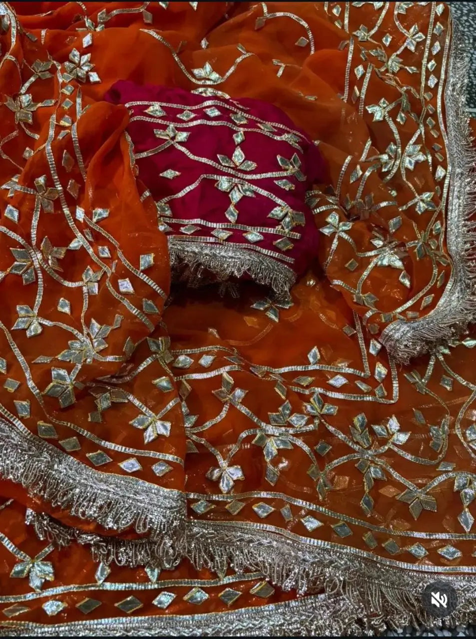 Handworked Gota Patti Georgette Saree with Sequence Lace Border