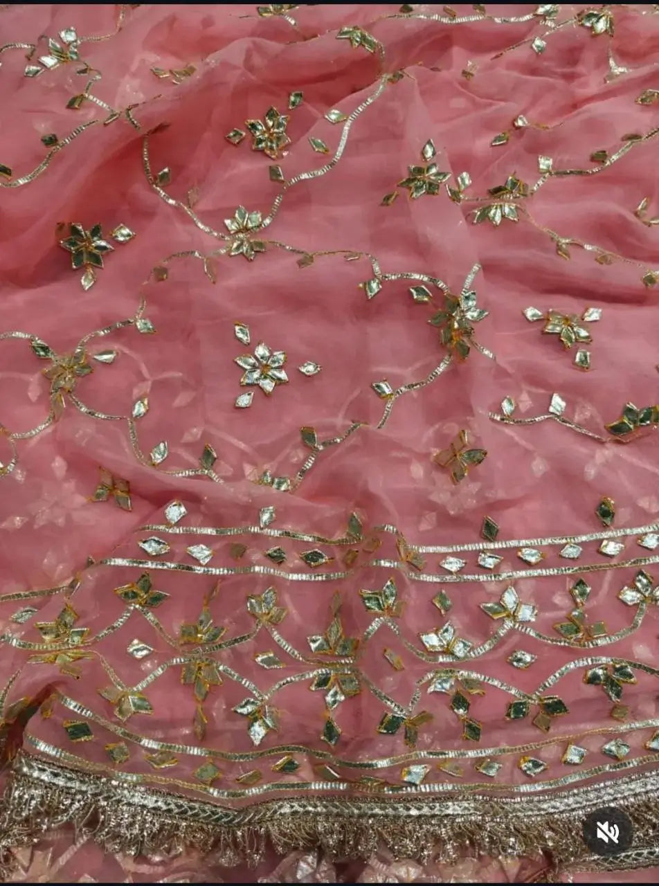 Handworked Gota Patti Georgette Saree with Sequence Lace Border