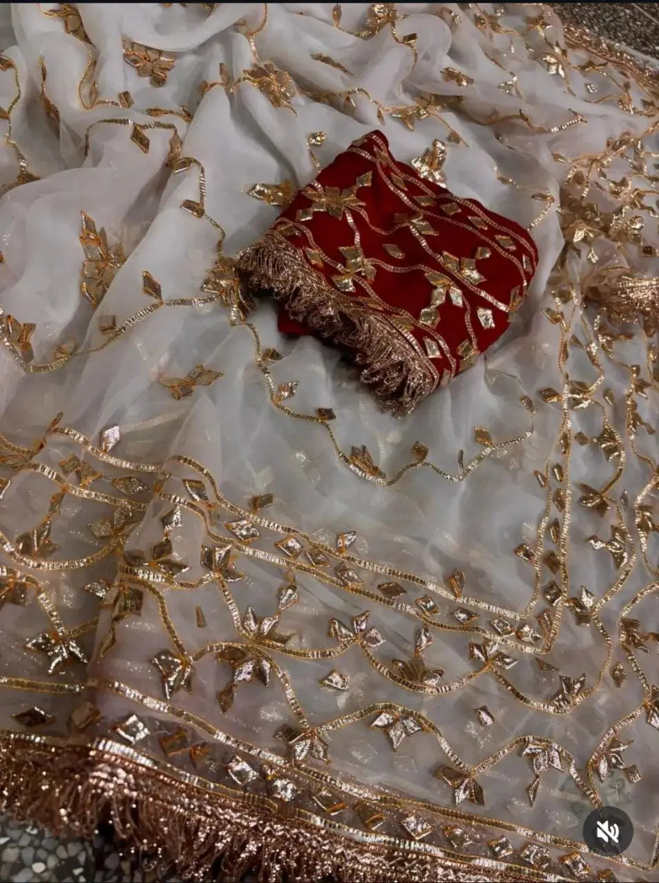 Handworked Gota Patti Georgette Saree with Sequence Lace Border