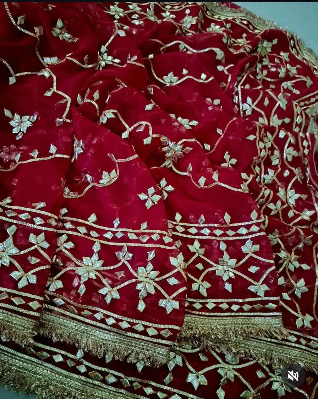 Handworked Gota Patti Georgette Saree with Sequence Lace Border