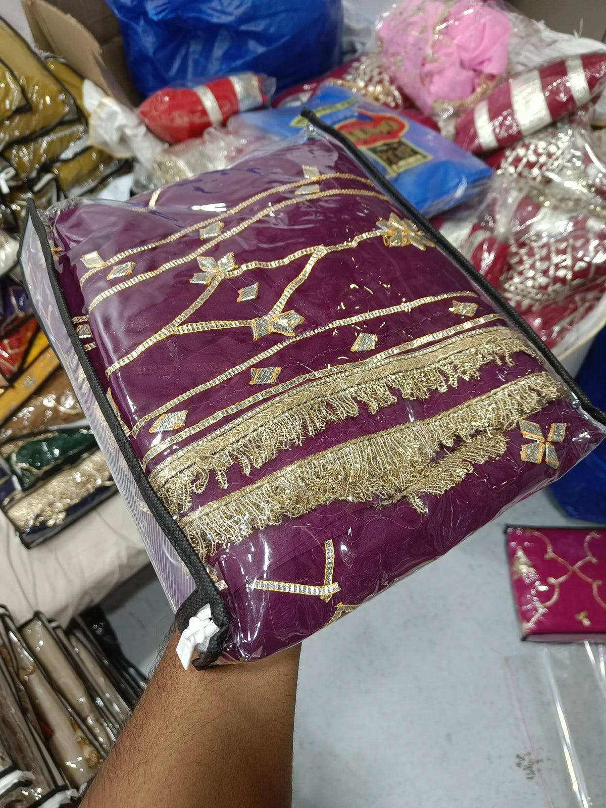 Handworked Gota Patti Georgette Saree with Sequence Lace Border
