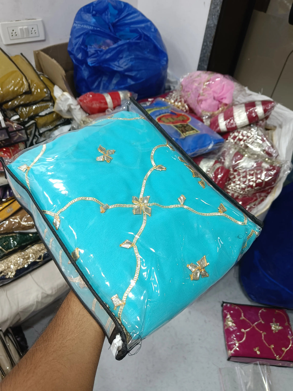 Handworked Gota Patti Georgette Saree with Sequence Lace Border