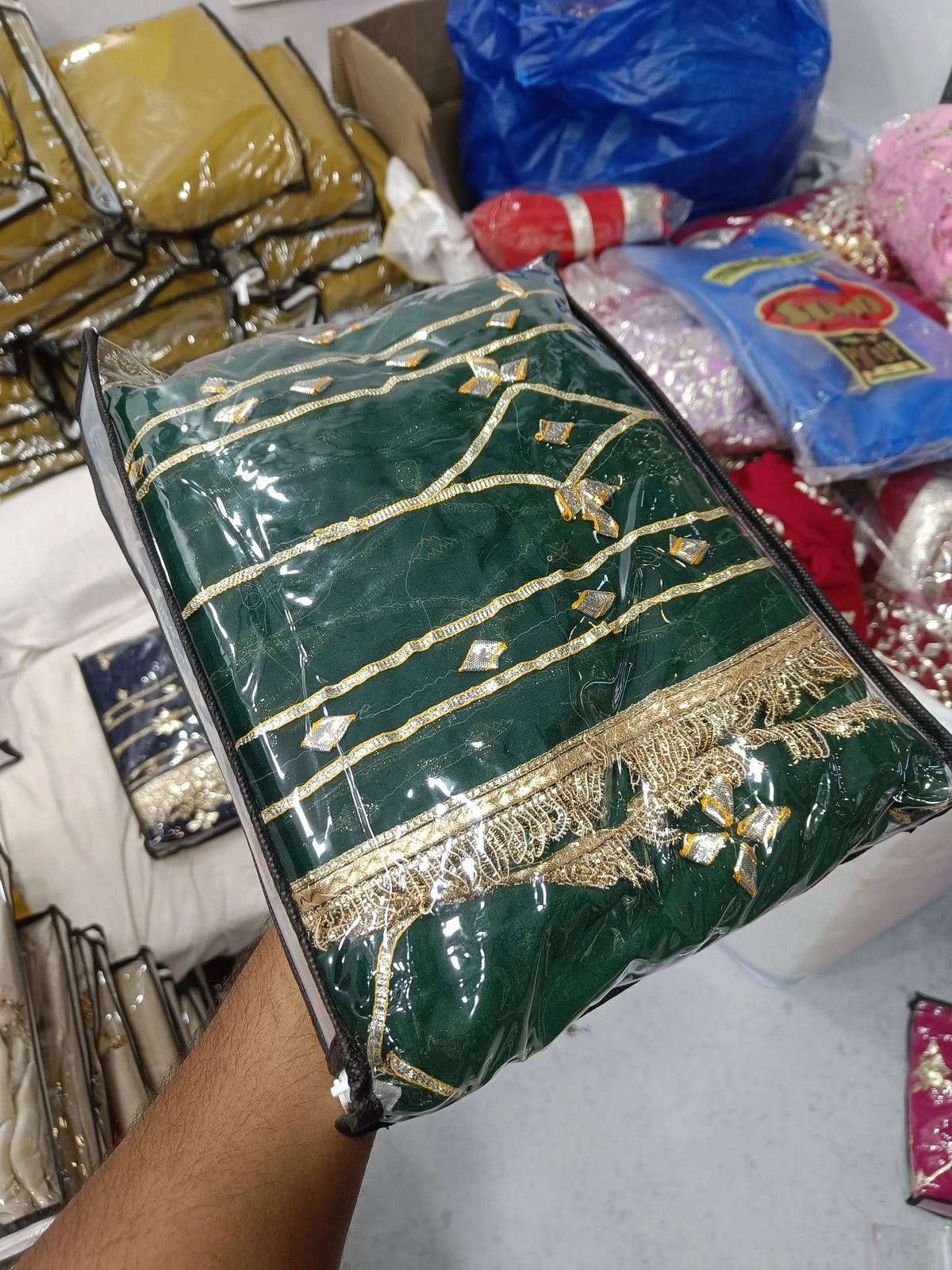 Handworked Gota Patti Georgette Saree with Sequence Lace Border