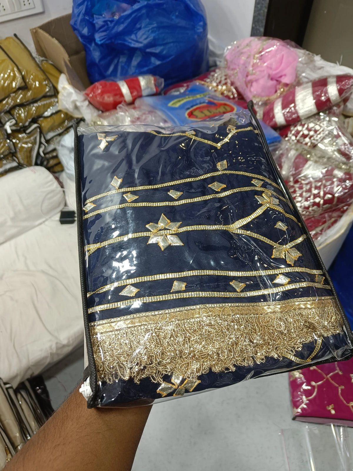 Handworked Gota Patti Georgette Saree with Sequence Lace Border