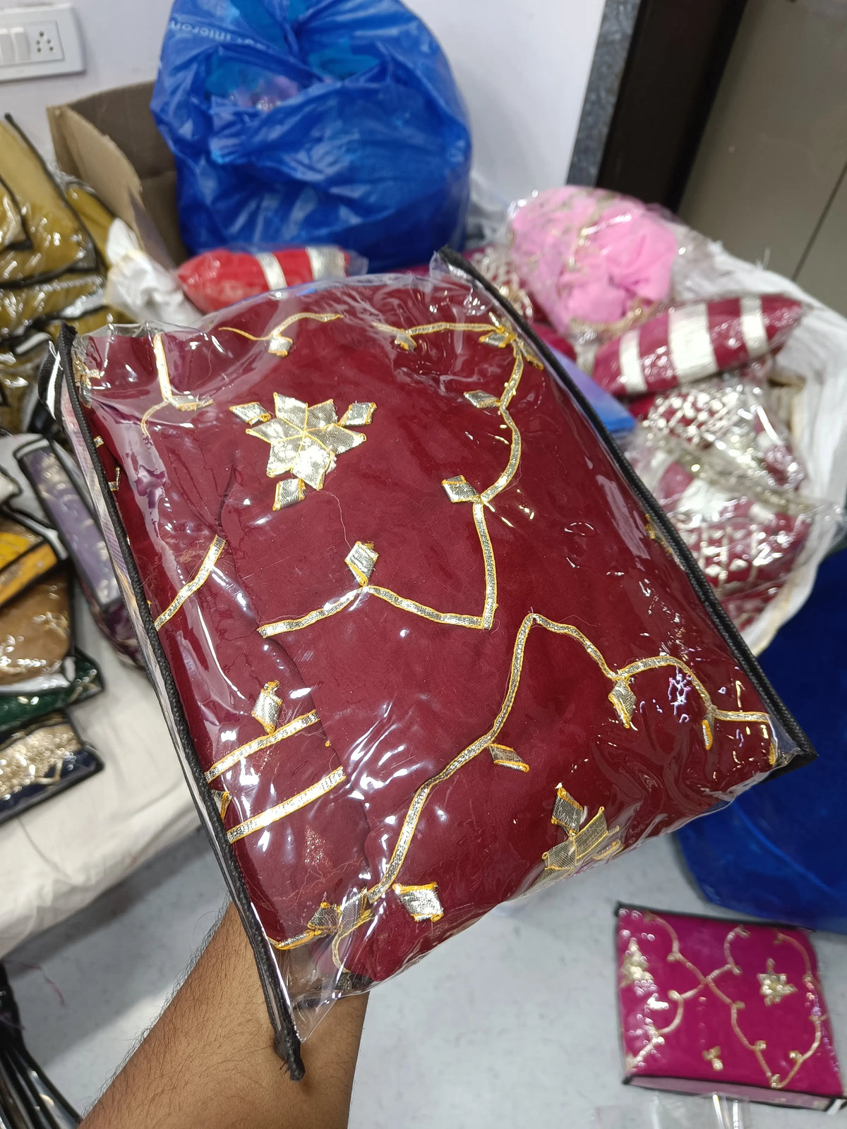 Handworked Gota Patti Georgette Saree with Sequence Lace Border