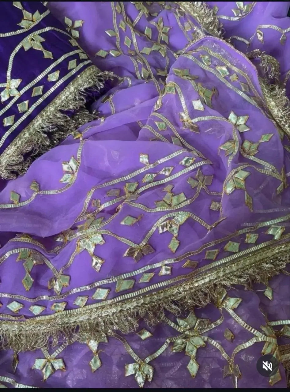 Handworked Gota Patti Georgette Saree with Sequence Lace Border