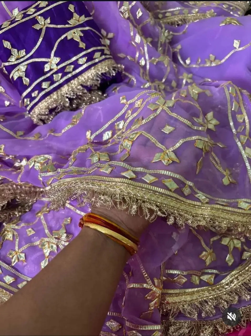 Handworked Gota Patti Georgette Saree with Sequence Lace Border