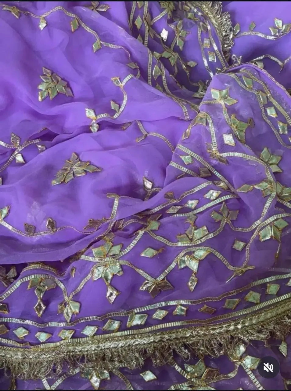 Handworked Gota Patti Georgette Saree with Sequence Lace Border
