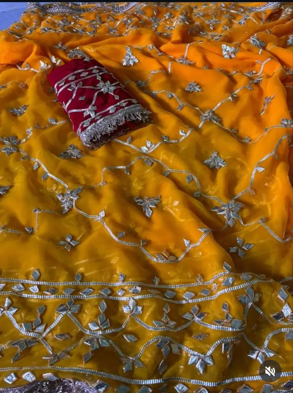 Handworked Gota Patti Georgette Saree with Sequence Lace Border