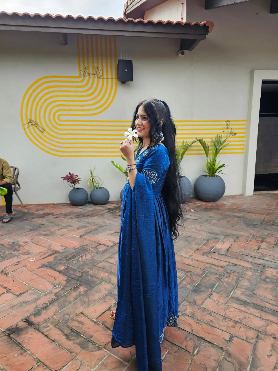 Handworked Space Silk Anarkali Set with Dupatta